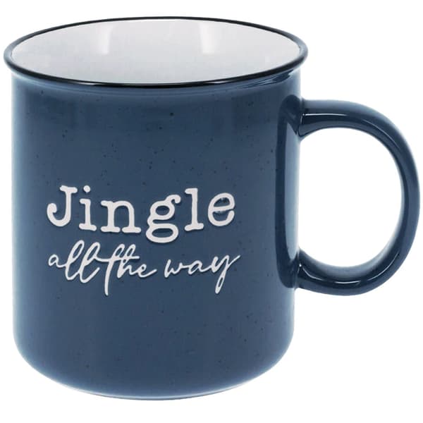 Keramisk stengodsmugg, marinblå, 700ml, julmotiv