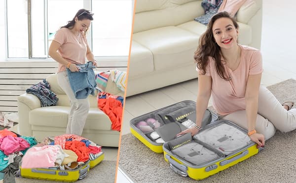 Reseförpackningsorganisatörsset, 6 delar, grå