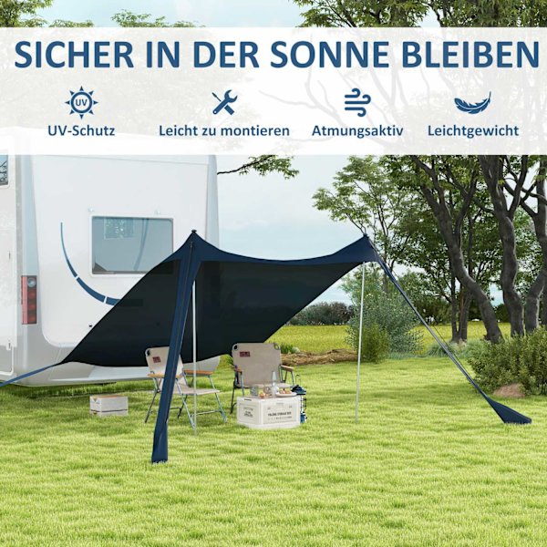 Solafskærmning Baldakin Vandtæt Markise 2,15X2X2M Med Uv-Beskyttelse, Stålstænger & Bæretaske, Til Camping, Rejse, Fiskeri