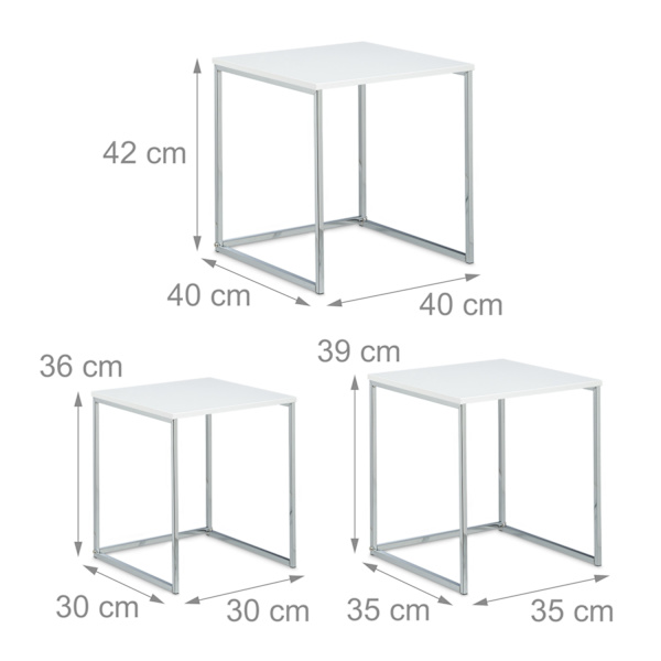 Sidobord i set om 3 med metallben