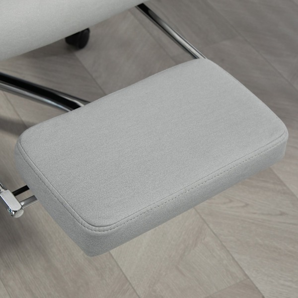 Massagekontorstol med lænefunktion, ergonomisk skrivebordsstol, højdejusterbar, direktionsstol med fodstøtte, lysegrå