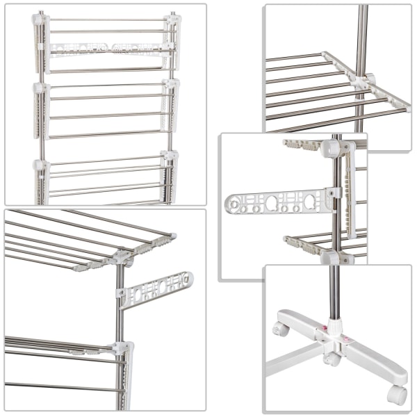 Mobile Clothes Airer -Kuivausrumputornin Sivusiivet Taitettavat 3 Tai 4 Tasoon (4 Tasoa)