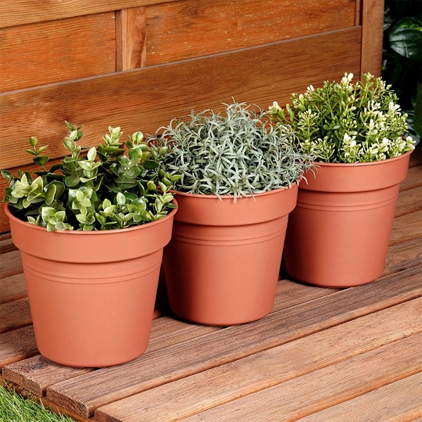 Rund havekrukke i plast 17 cm 3 stk.