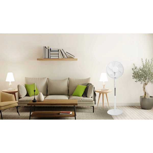 Gulvblæser stående ventilator 45W – 3 tilstande, 5 blade, timer, fjernbetjening