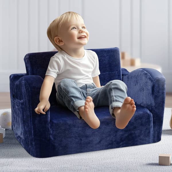 Barnsoffa 2-i-1 utfällbar bäddsoffa, blå, tvättbar
