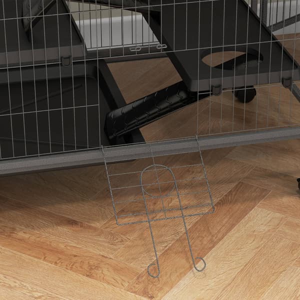 Bur til gnavere multifunktionel 4 platforme 3 ramper 4 døre dim. 80L x 52W x 128H cm Stål Grå Sølv Sort