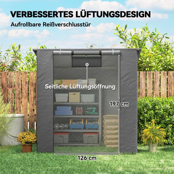 Vattentätt förvaringstält 1,9x1,2m med rulldörr