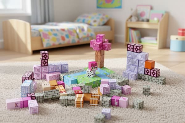 Magnetiska byggklossar för barn, 140 bitar, rosa