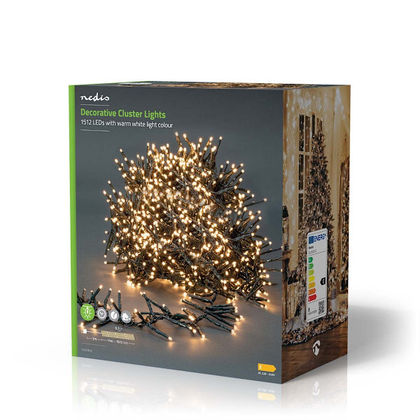 Julbelysning | Klunga | 1512 LED's | Varm Vit | 11.00 m | Ljuseffekter: 7 | Inomhus eller Utomhus | Strömadapter
