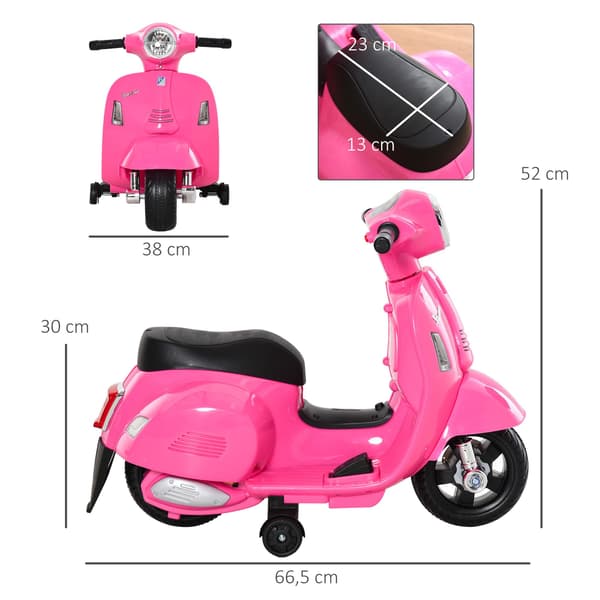6V Rosa Elmotorcykel för Barn med Stödhjul