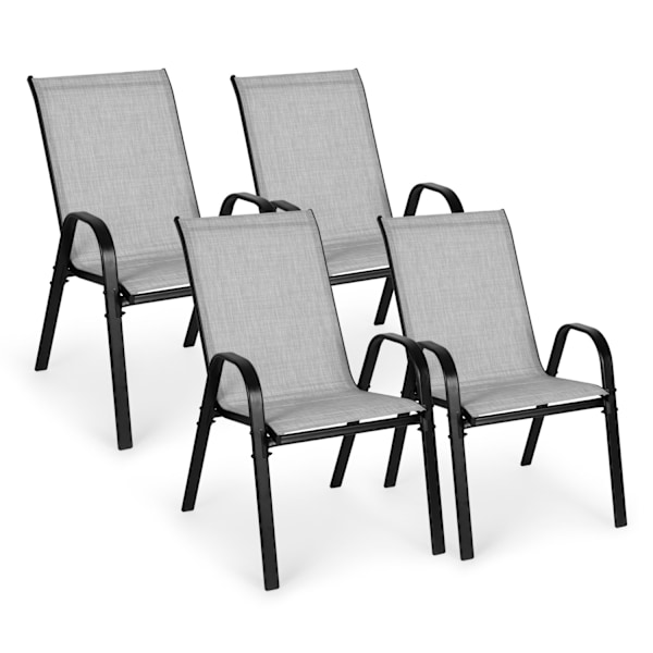 Sæt med 4 havestole til terrasse eller altan Lysegrå MultiGarden