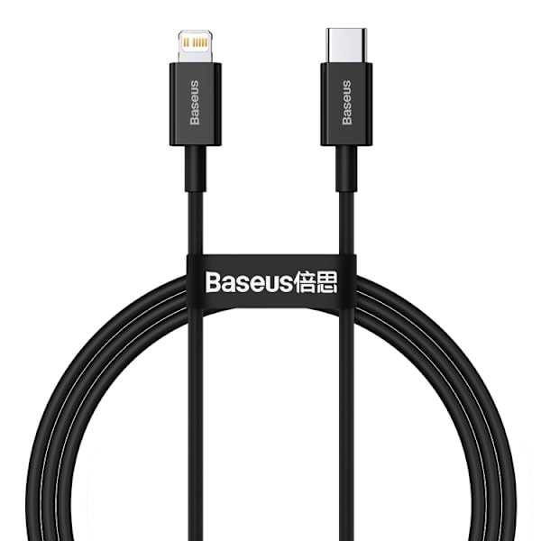 Baseus Superior Fast Charge USB-C til Lightning-kabel, 20W, 1m - Sort