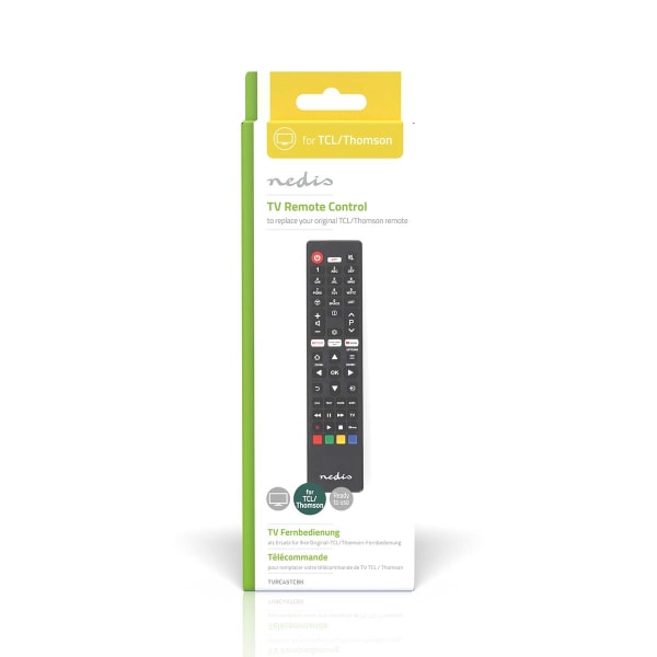 Erstatnings Fjernbetjening | Egnet til: TCL/Thomson | Fast | 1 Enhed | Amazon Prime / Netflix-knap / Youtube-knap | Infrarød | Sort