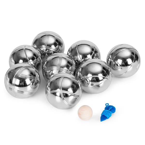 Boule-set, 8 kromade stålkulor + fodral