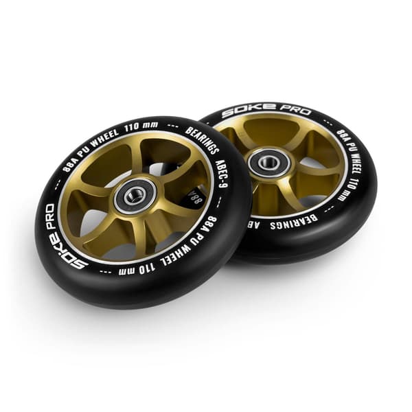 Guldfarvede hjul til scooter 110 mm - 2-pak