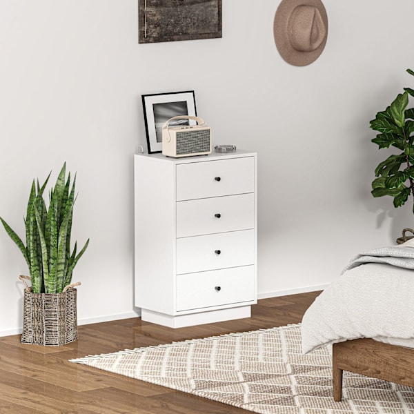 Kommode, skænk med 4 skuffer, skab af træmateriale, opbevaringsskab i moderne stil, skuffeskab, kommode, skab til stue, soveværelse, entre, 47 x 29 x