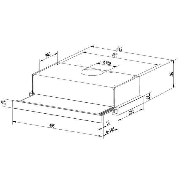 Teleskopisk emhætte 50 cm Sort BT-234