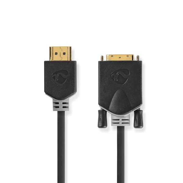 HDMI™ kabel | HDMI™ Stik | DVI-D 24 + 1-pin han | 1080p | Guldplateret | 2.00 m | Lige | PVC | Antracit | Window Box med Euro lås