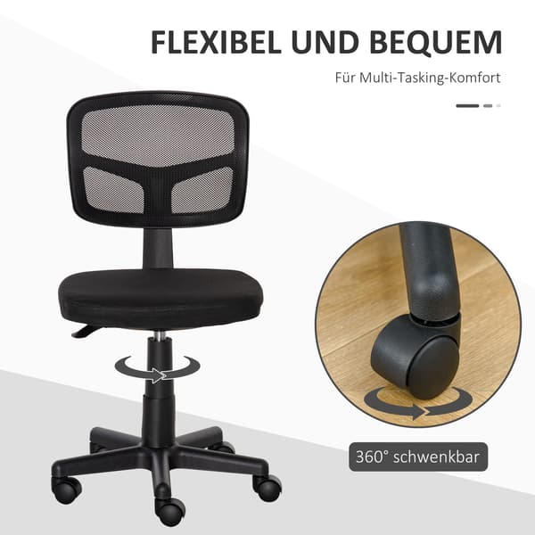Ergonomisk kontorstol, justerbar højde, sort mesh