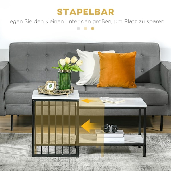 Sohvapöytäsetti 2 sivupöytää, sohvapöytä, sisäkkäinen pöytä, sohvapöytä moderni design, olohuoneen pöytä marmorilla, makuuhuoneeseen, teräs