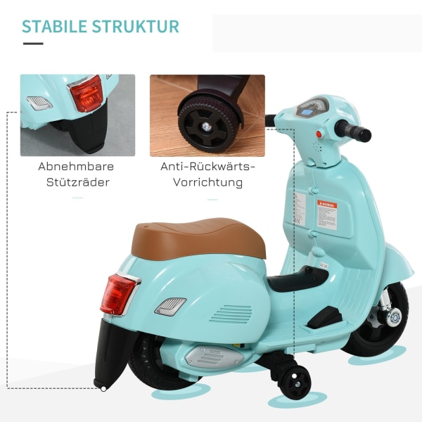 Vespa Elmotorcykel Børnemotorcykel Elbil 18-36 Måneder 3 Km/T Le