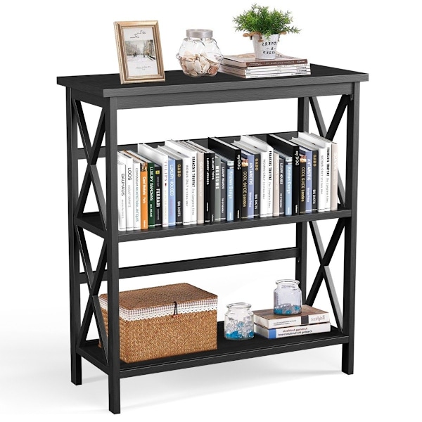 Konsolbord i træ med tipsikring og robust stel Moderne sidebord 79 x 32 x 86 cm sort