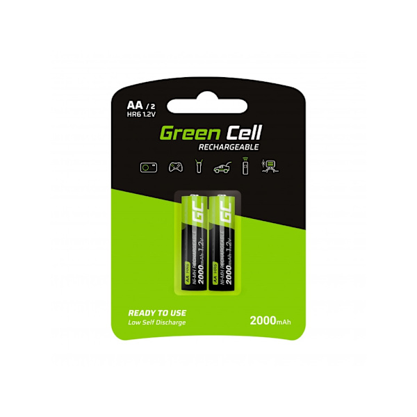 Green Cell Uppladdningsbara AA-batterier 2000mAh, 1,2V, 2-pack
