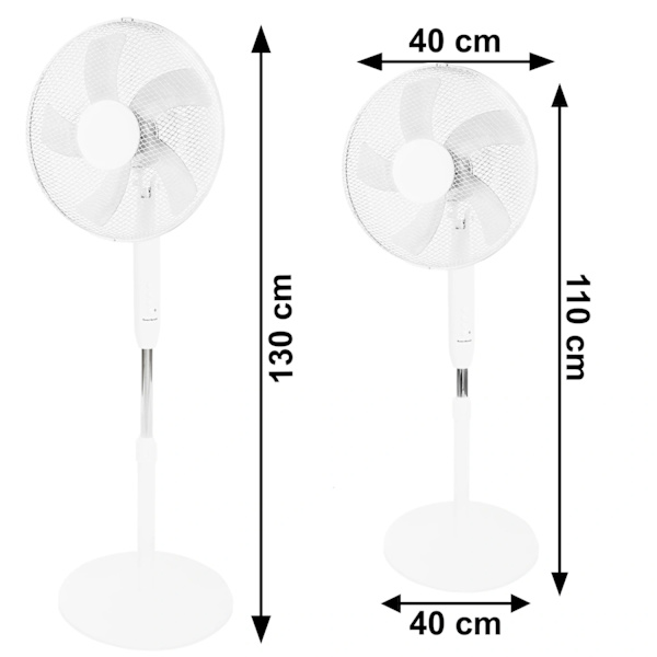 Stående gulvventilator 45W – 3 tilstande, 5 blade, hvid