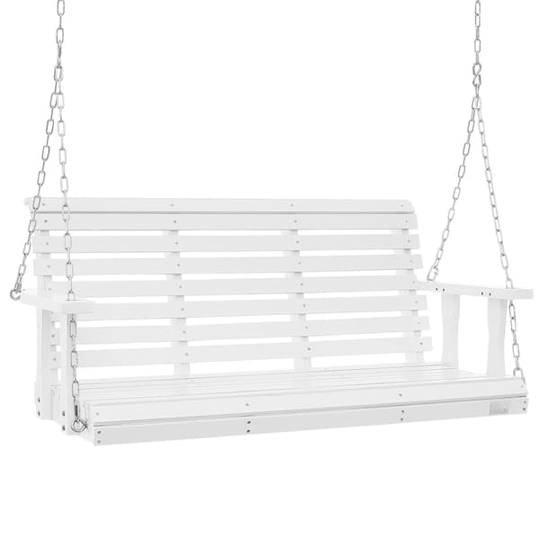 Träverandagunga 1,4 m, 400 kg, kedjor, vit