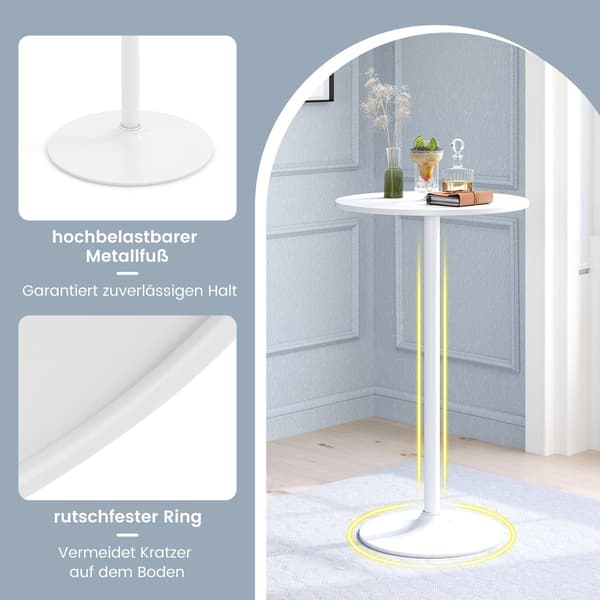 Justerbart bistrobordsæt, 2 højder, 60 cm diameter, hvid