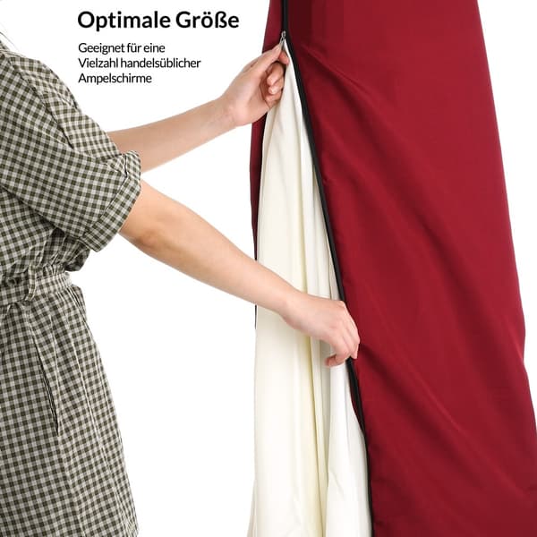 Parasolovertræk, rødt, 3m, polyester, lynlåslukning