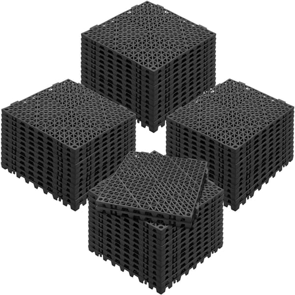 Sammenlåsende PVC-afvandingsfliser, 50 stk., 30x30 cm, sorte