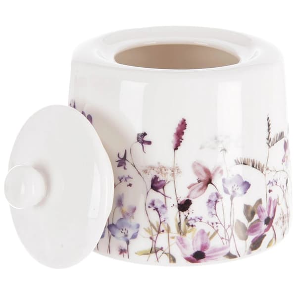 Porslinssockerskål med lock, vildblommig design, 320 ml