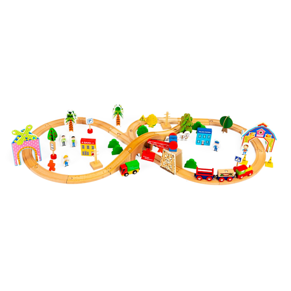 Træjernbaneskinner til batterier af 74 elementer Ecotoys