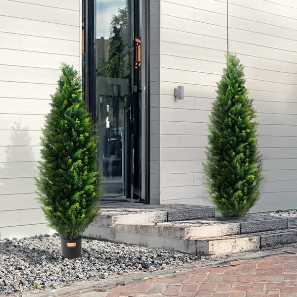 Konstgjorda cederträd, 2-pack, 112 cm, UV-resistenta