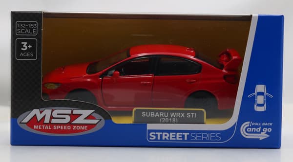 Subaru WRX STI støbt modelbil, skala 1:40