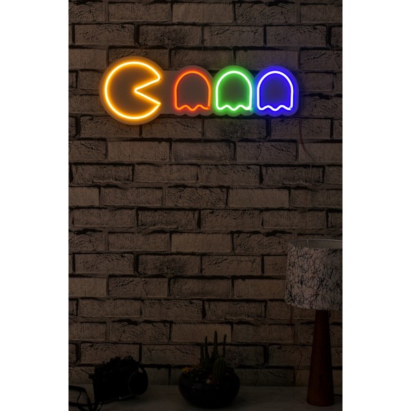 Dekorativ Plast Led-belysning Pacman - Flerfärgad