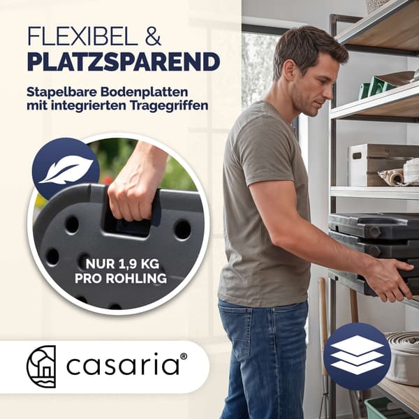 Parasolplader, sæt med 4, 105x105x7 cm, HDPE