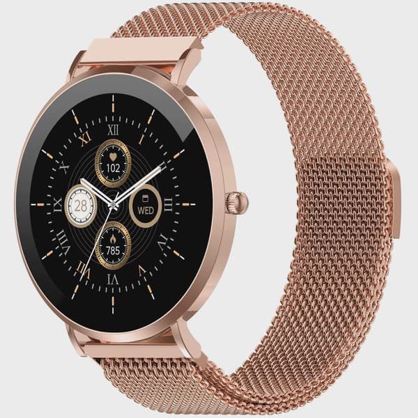 Smartklocka med AMOLED-skärm, hälsosensorer, roséguld