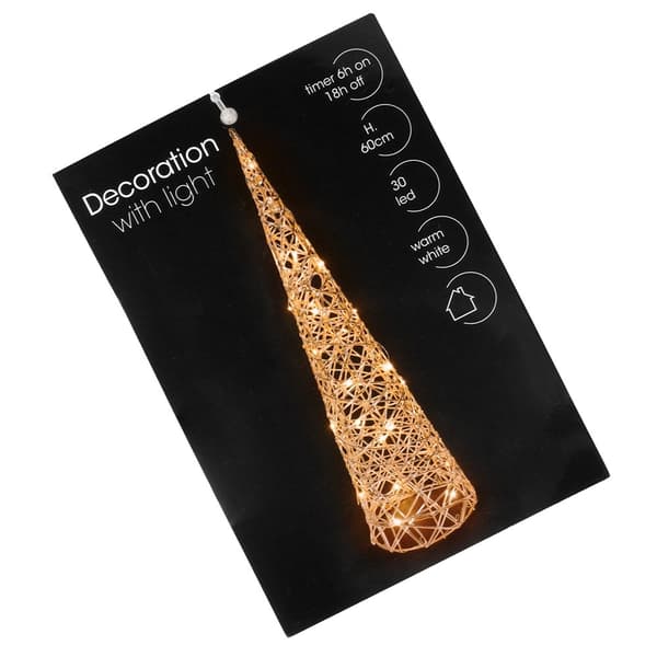 LED-julgran med kon, guld, 60 cm, timerfunktion