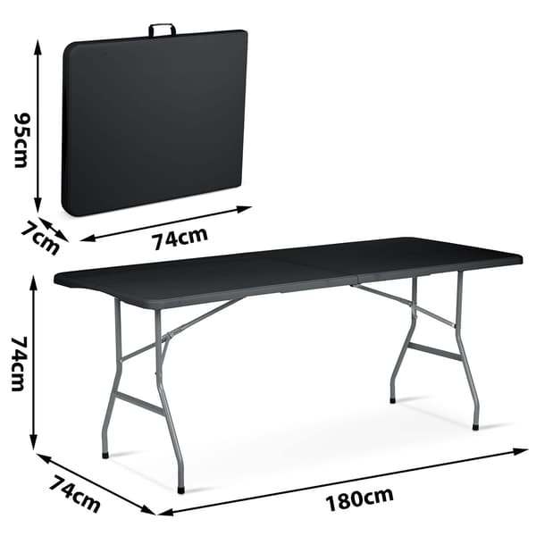 Sammenklappeligt haveserveringsbord 180 cm Plonos sort