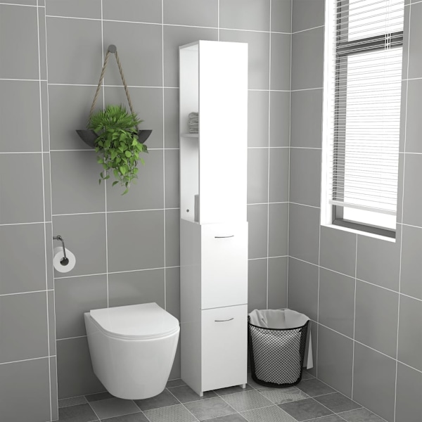 Mobile da bagno bianco 25x26,5x170 cm in derivati ​​del legno