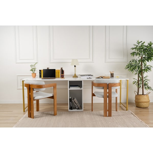 Study Desk Twin Study Desk - Hvid, Guld