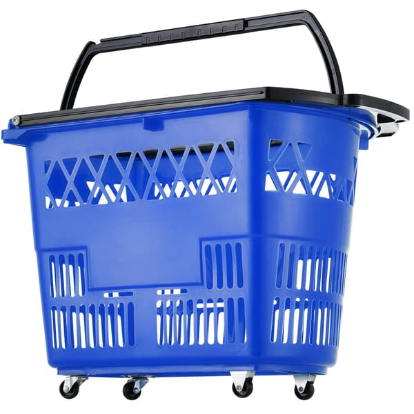 Pyörivä ostoskorisetti, 6 kpl 39L, pyörät, kahvat, sininen