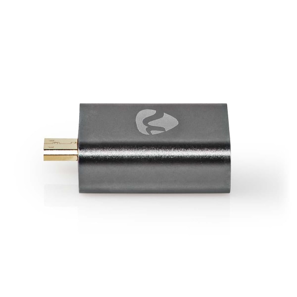 HDMI™ -sovitin | HDMI™ Micro / HDMI™ uros | HDMI naaras / HDMI™ Ulostulo | Kullattu | Suora | Alumiini | Gun Metal Harmaa | 1 kpl | Laatikko kannella