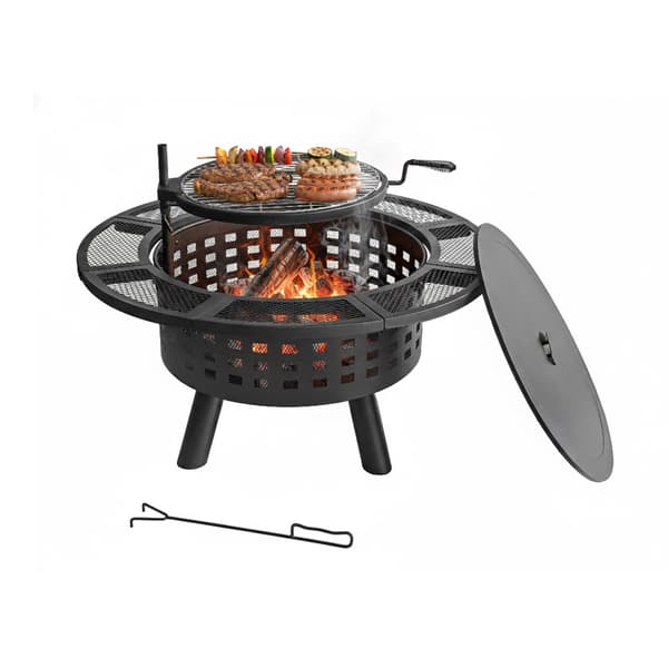 Eldskål med 360 graders vridbar grill och eldstad