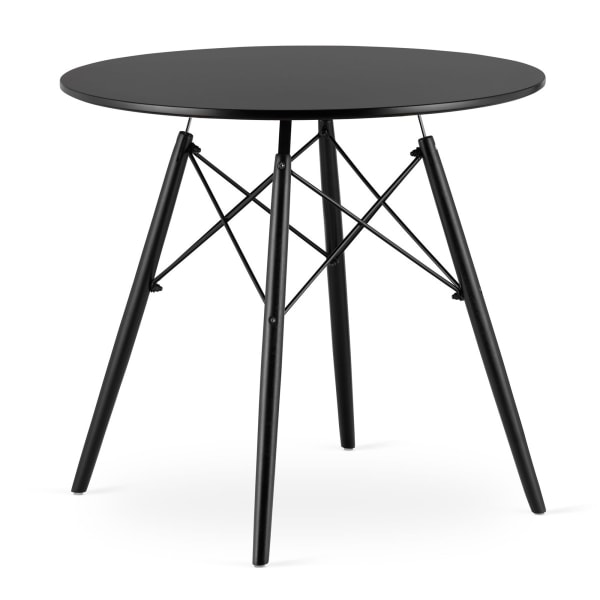 Moderni puinen pyöreä pöytä 80 cm - musta/musta jalat 80 cm
