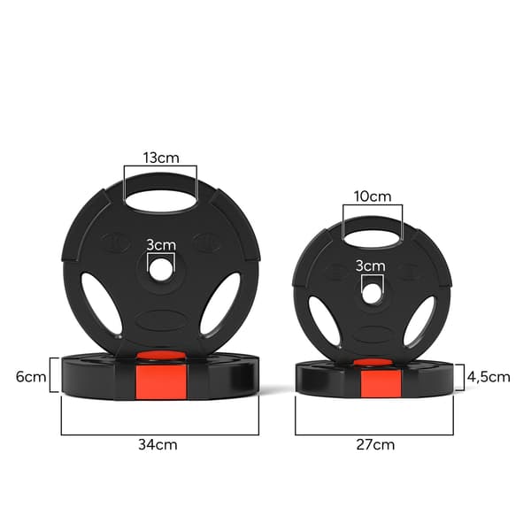 Set med 4 hantelvikter, 2 x 5 kg/10kg vikter, viktskivsats, viktskivor för 2,5 cm hantelstång, Ø 30 mm hål, svart