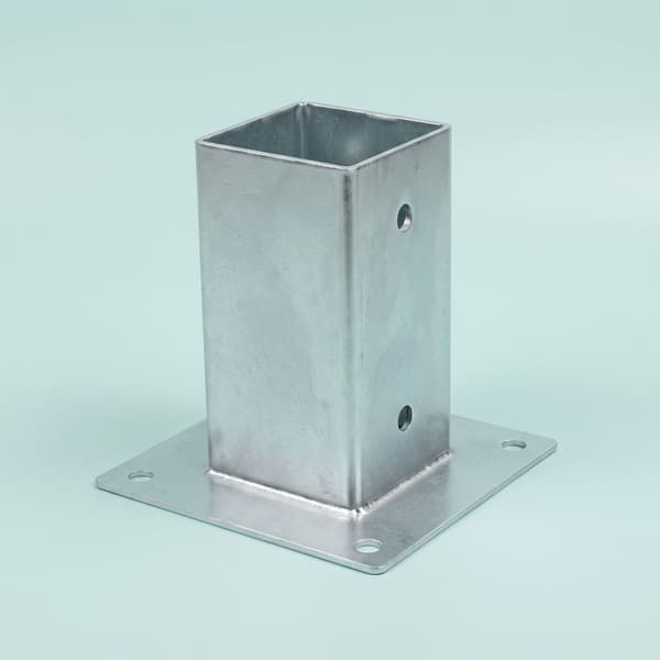 Stolpstöd i galvaniserat stål, 4-pack – silver, 90x150 mm