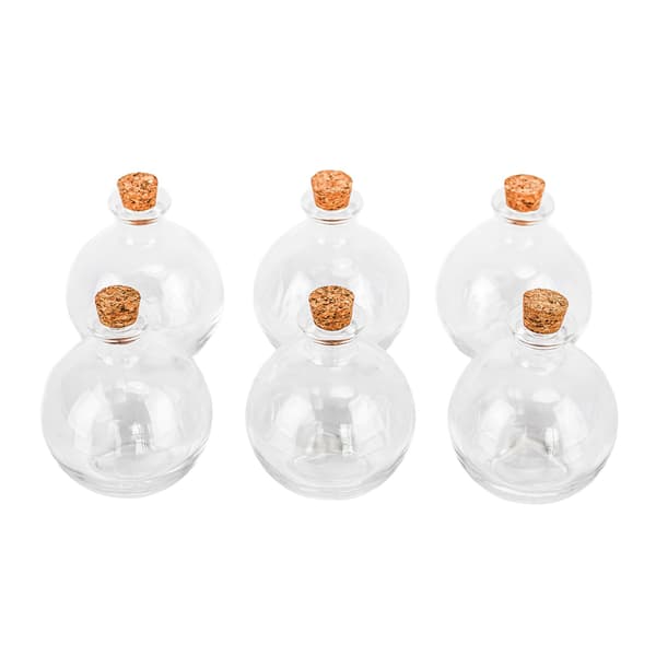 Set med 6 glasflaskor med korkar, 260 ml kapacitet